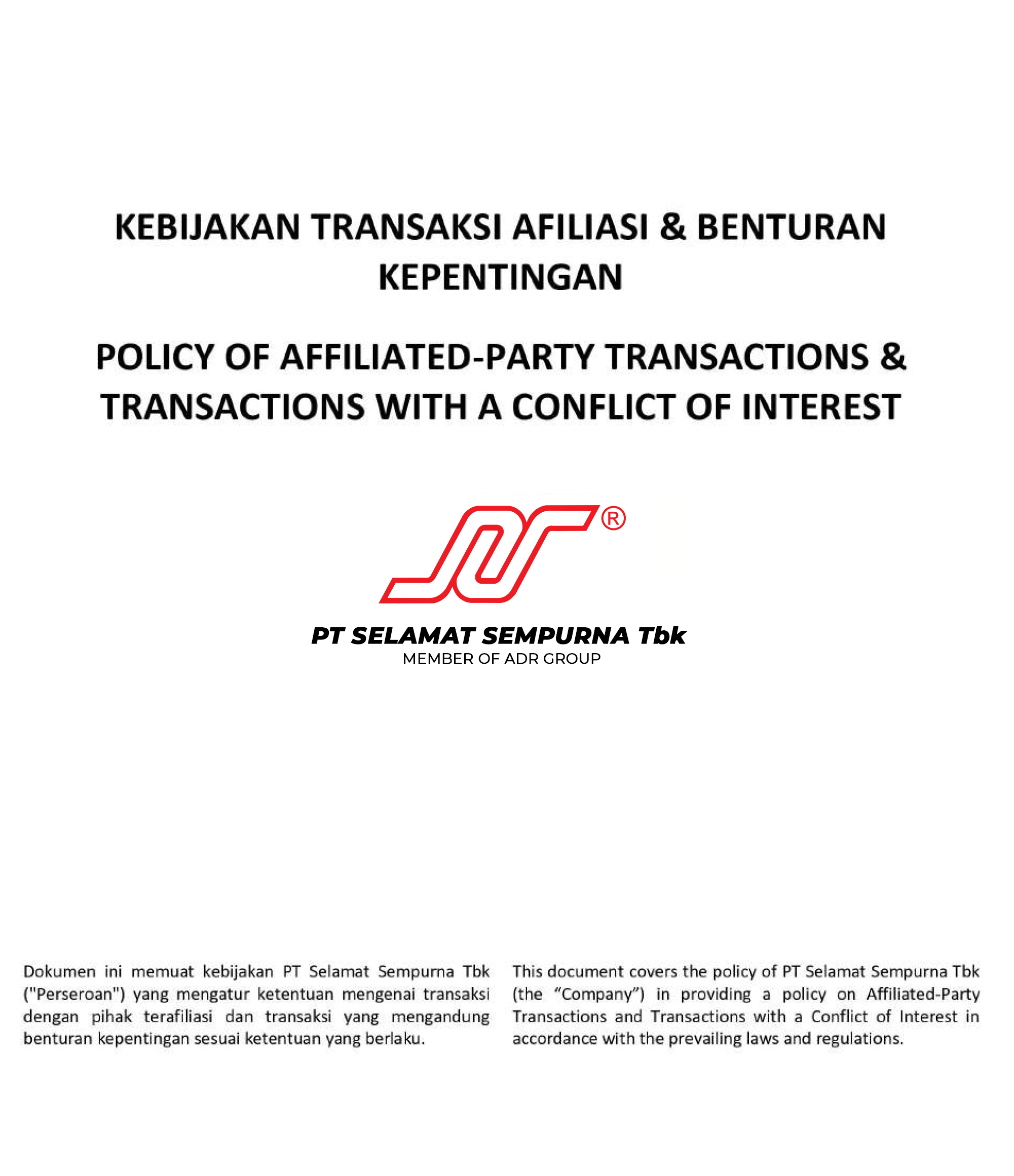 Affiliated-Party & Conflict of Interest Transactions Policy